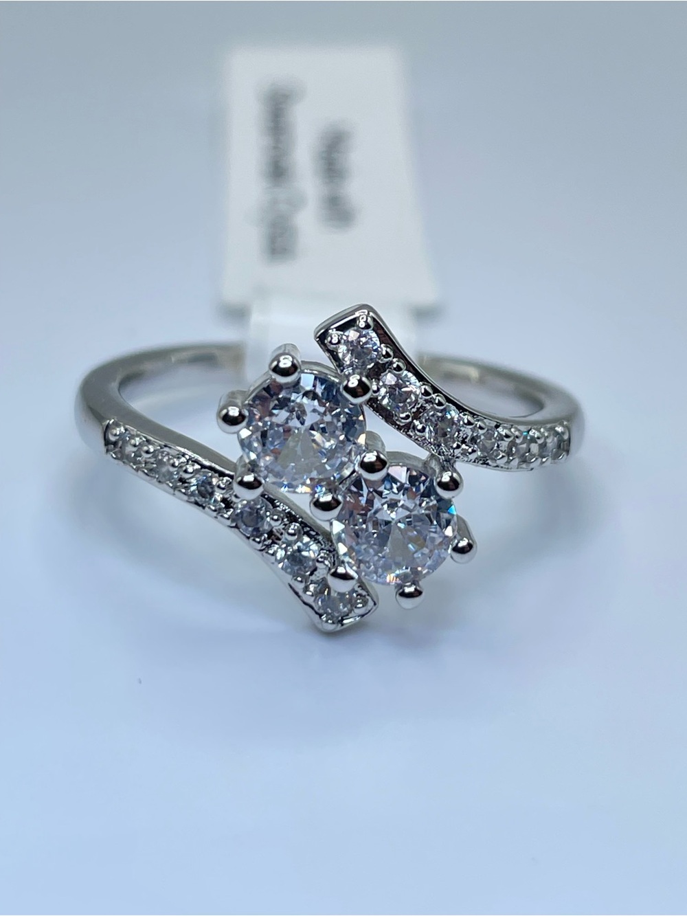 Swarovski Crystal Elements White Swarovski Crystal Art Deco Ring Size 9